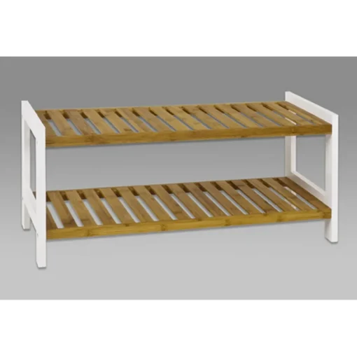 Etagère à chaussures bois et bambou deux niveaux