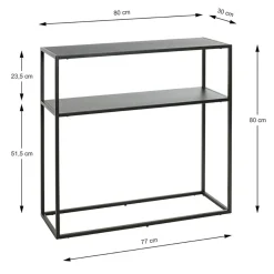 Etagère à deux niveaux en métal noir