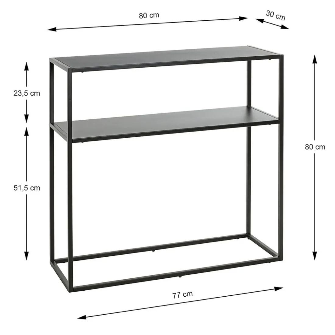 Etagère à deux niveaux en métal noir