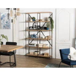 Etagère 5 niveaux en bois et en métal CARLA