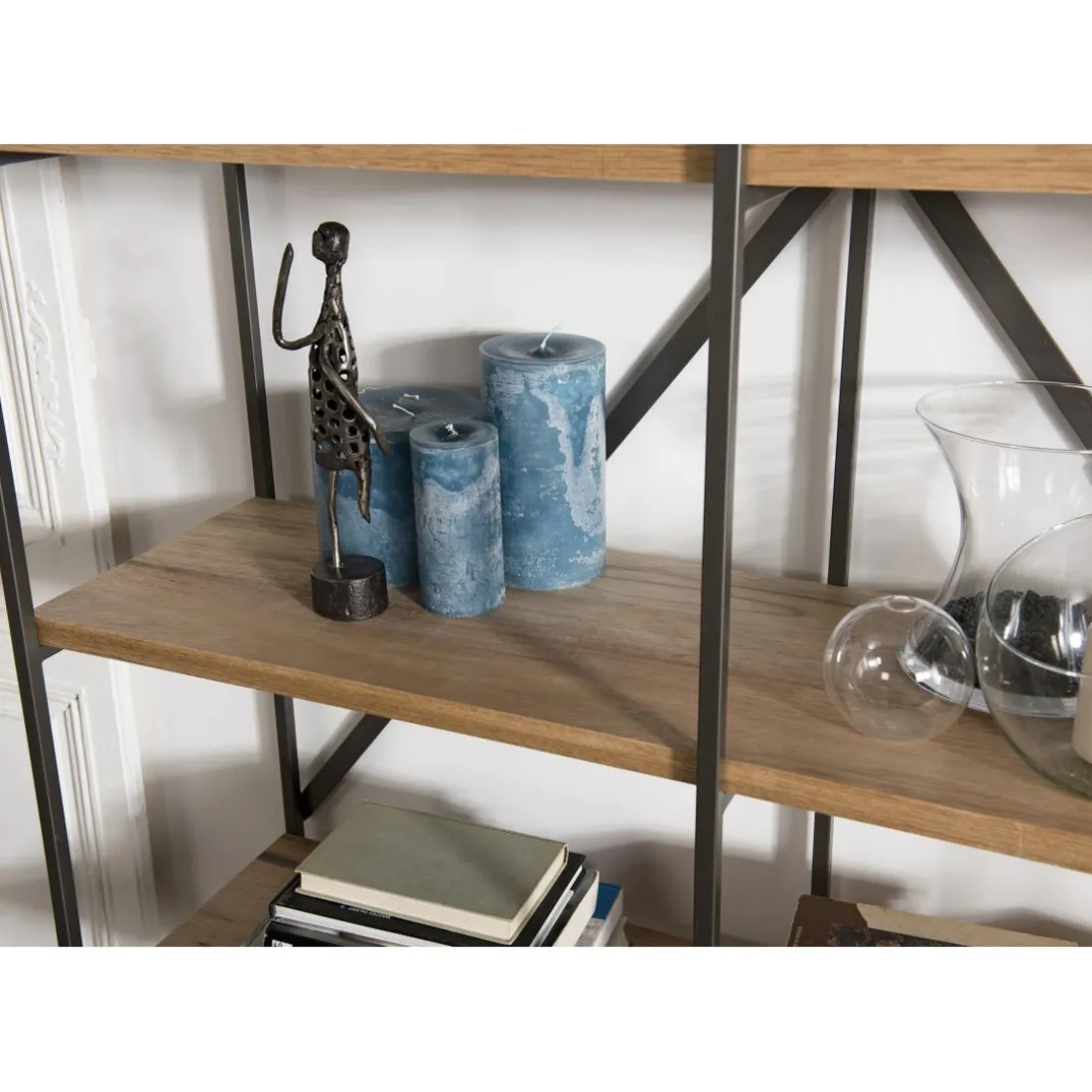 Etagère 5 niveaux en bois et en métal CARLA