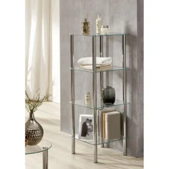 Etagère 4 niveaux plateau verre