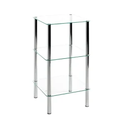 Etagère 3 niveaux plateau verre transparent