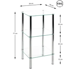 Etagère 3 niveaux plateau verre transparent