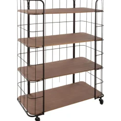 Etagère à Roulettes 4 Etages Structure en Acier Noir TONY