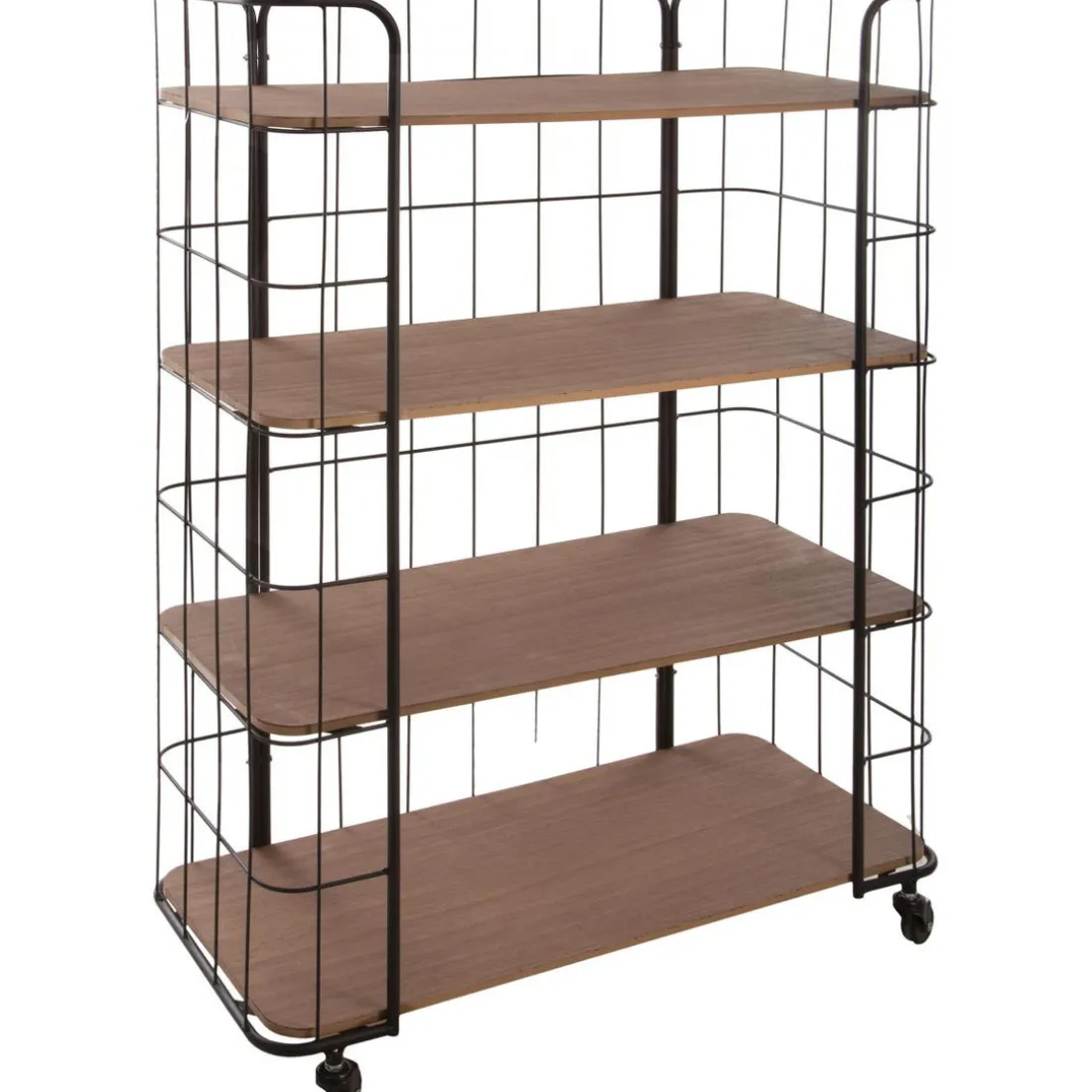 Etagère à Roulettes 4 Etages Structure en Acier Noir TONY