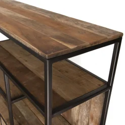 Etagère 2 Tiroirs Et 7 Niches Bois Teck SIXTINE Recyclé Acacia Mahogany Et Métal