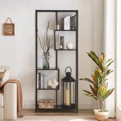 Etagère bibliothèque style industriel rangement de 5 niveaux KNUT couleur noire