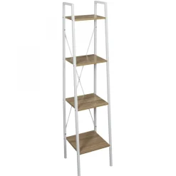 Etagère Bois Et Métal Blanc 148x34x32cm