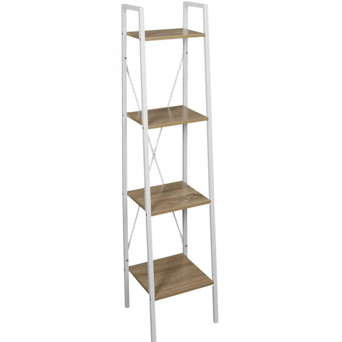 Etagère Bois Et Métal Blanc 148x34x32cm