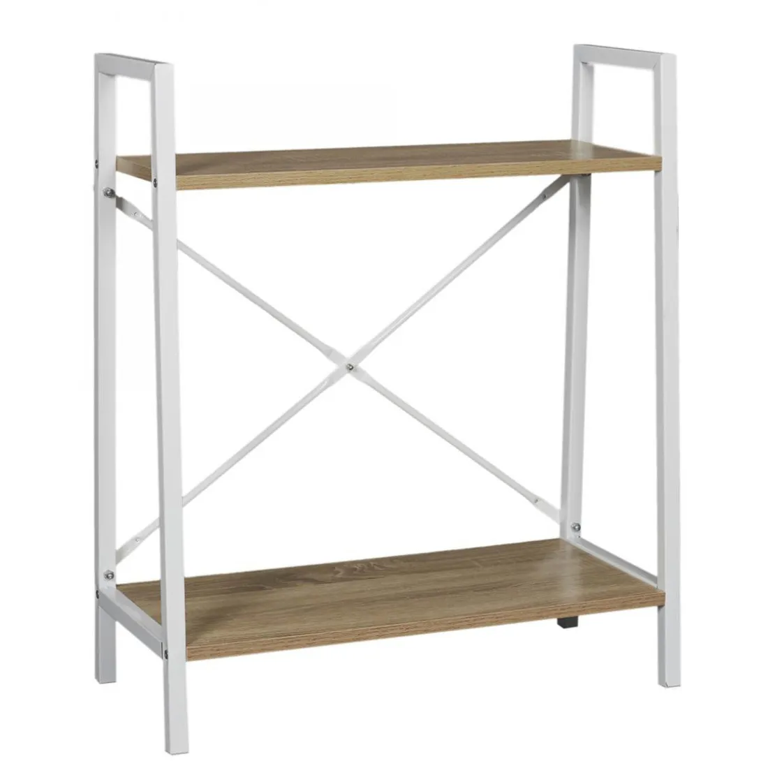 Etagère Bois Et Métal Blanc 70x60x27cm