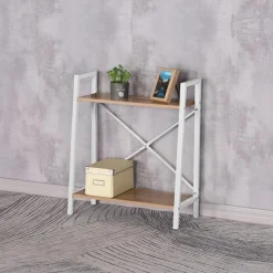 Etagère Bois Et Métal Blanc 70x60x27cm