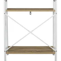 Etagère Bois Et Métal Blanc 70x60x27cm