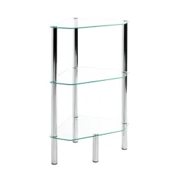 Etagère d'angle avec plateau en verre transparent