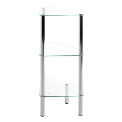 Etagère d'angle avec plateau en verre transparent