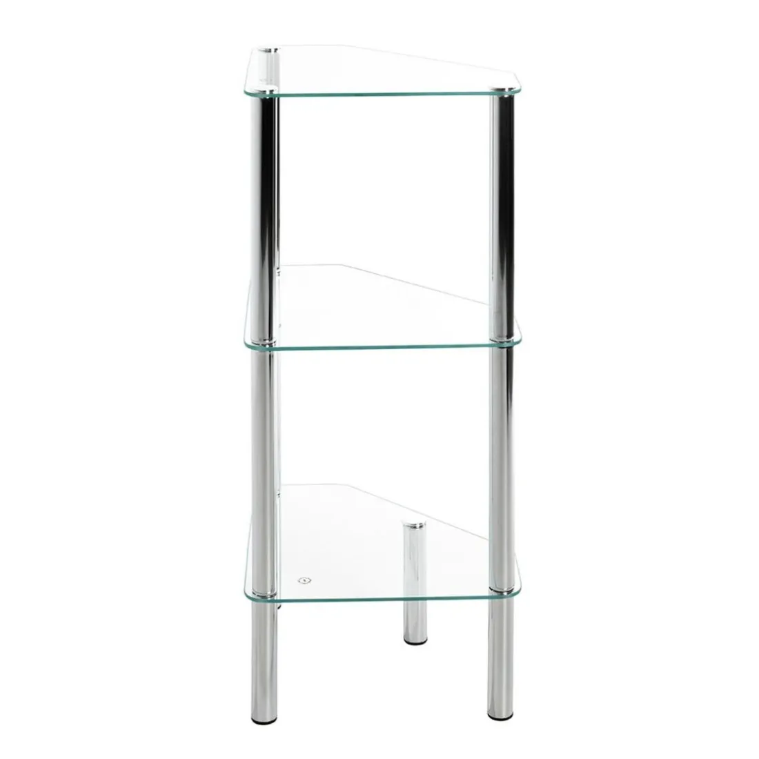 Etagère d'angle avec plateau en verre transparent