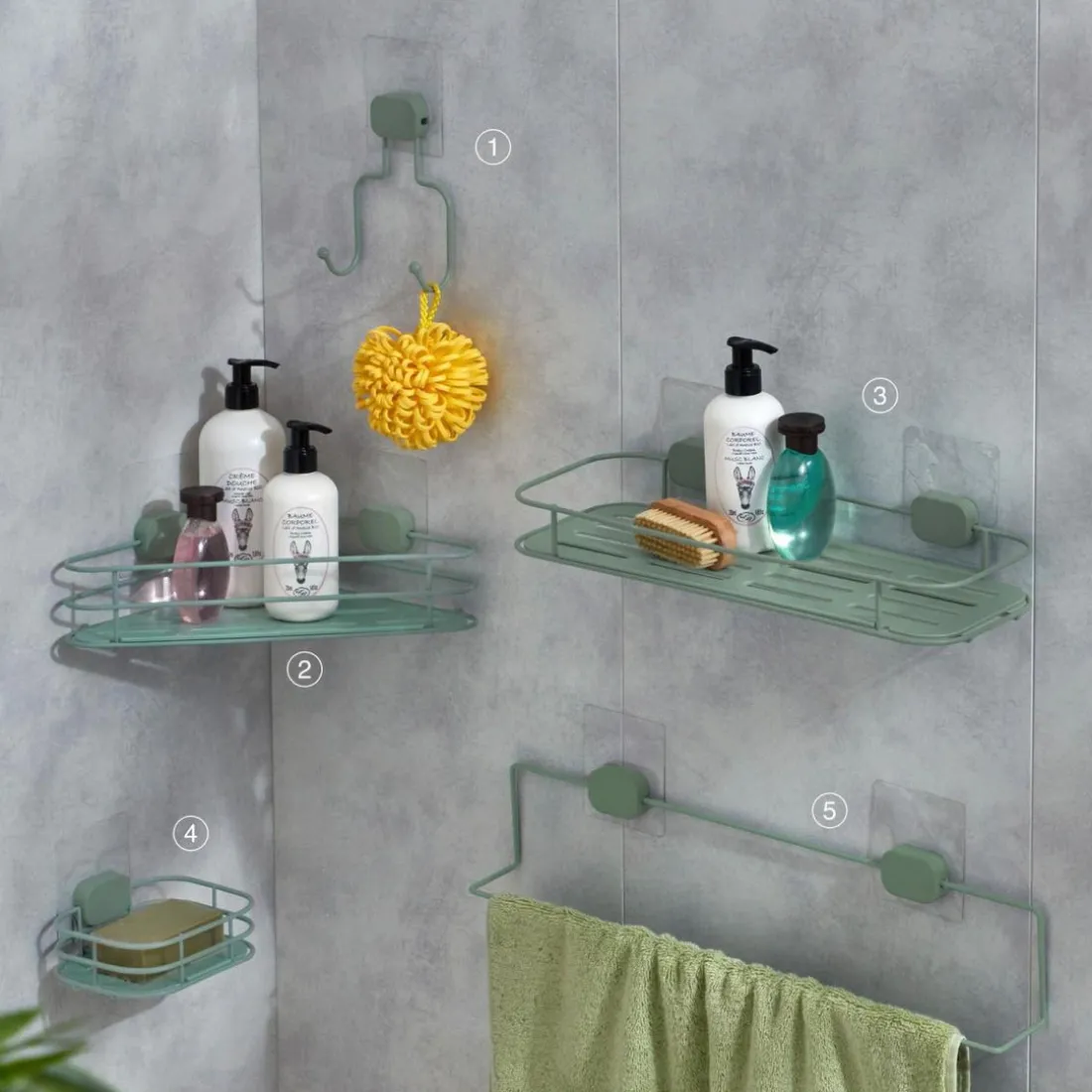 Etagère d'angle Salle de Bain Vertgriso Celadon