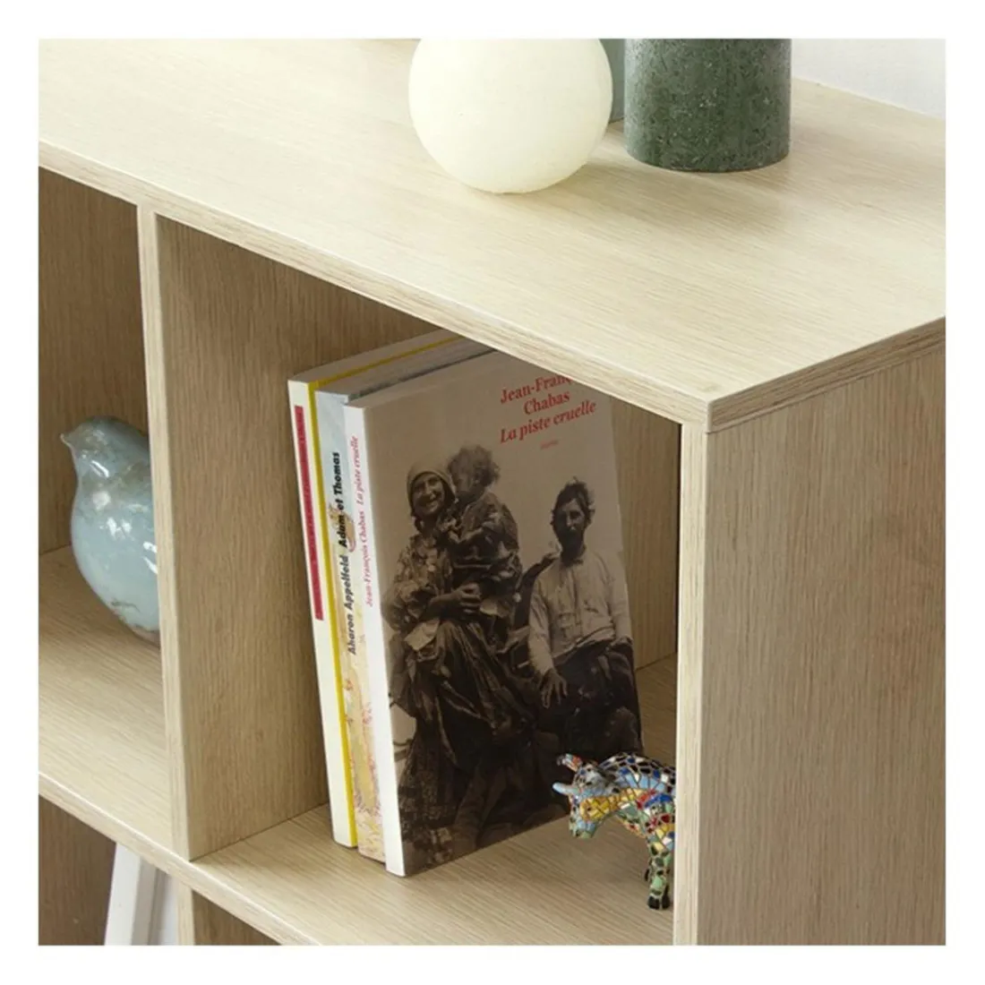 Etagère de rangement 9 cases en bois avec pieds métal