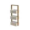 Etagère droite bambou 3 bacs de rangement Blanc