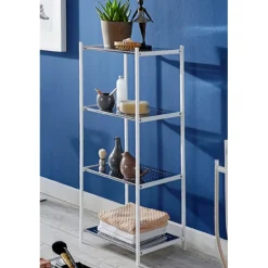 Etagère en métal blanc laqué 4 plateaux