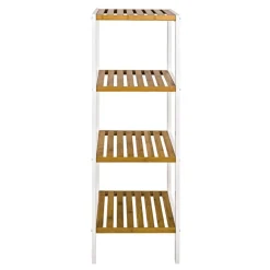 Etagère en métal laqué blanc plateaux bambou