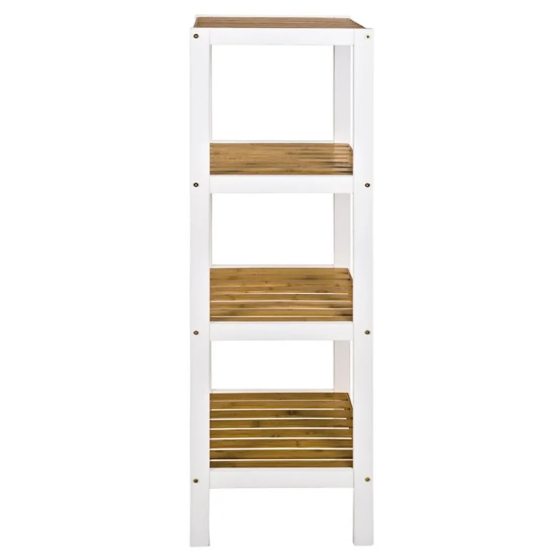 Etagère en métal laqué blanc plateaux bambou