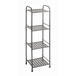 Etagère en tube d'acier peint époxy anthracite, 4 étagères en métal peint époxy anthracite