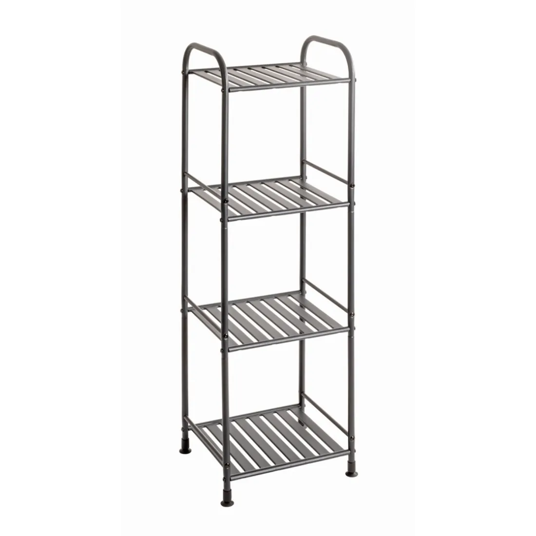 Etagère en tube d'acier peint époxy anthracite, 4 étagères en métal peint époxy anthracite