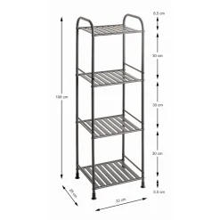 Etagère en tube d'acier peint époxy anthracite, 4 étagères en métal peint époxy anthracite