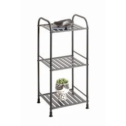 Etagère en tube d'acier peint époxy anthracite 3 étagères en métal peint époxy anthracite