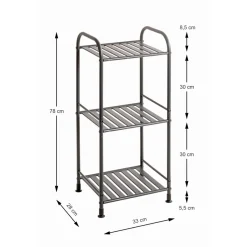 Etagère en tube d'acier peint époxy anthracite 3 étagères en métal peint époxy anthracite