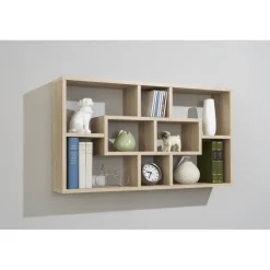 Etagère Murale 8 Cases Bois Clair CLEO