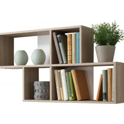 Etagère murale 4 cases chêne et blanche DORA