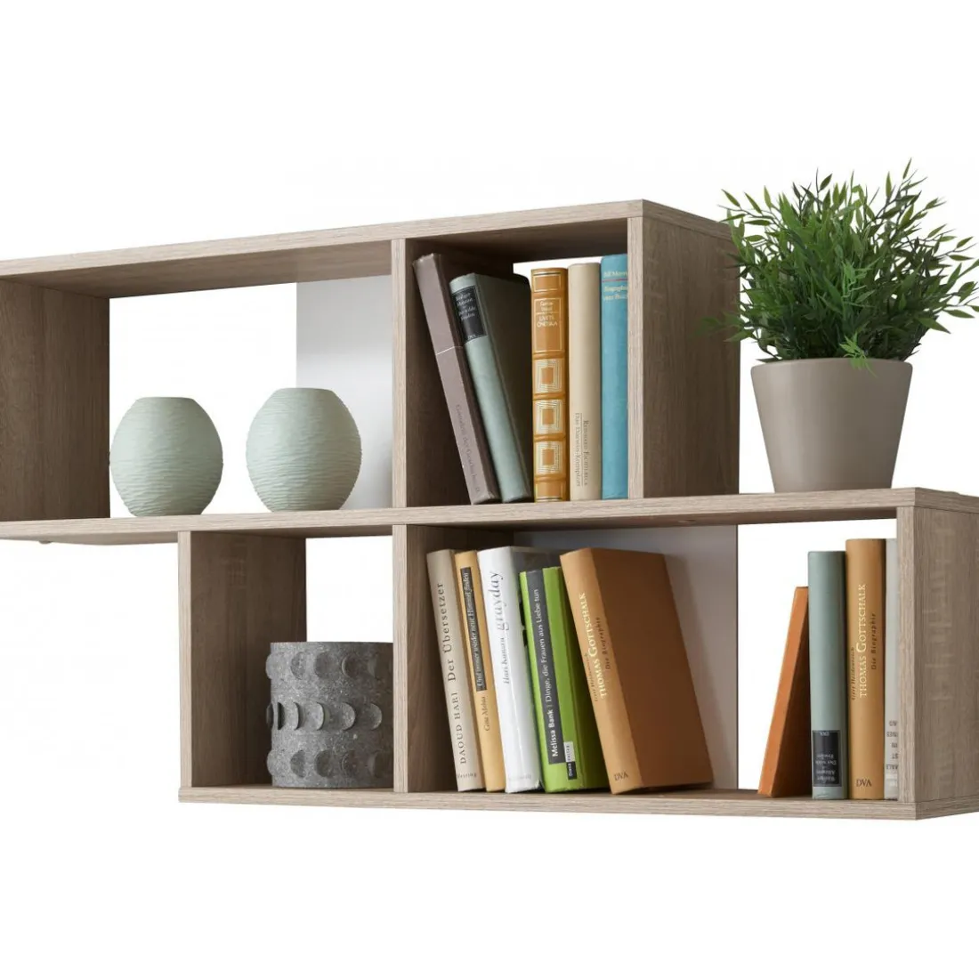 Etagère murale 4 cases chêne et blanche DORA