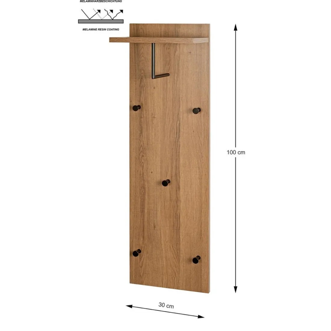 Etagère murale 5 crochets métalliques