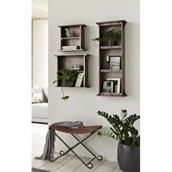 Etagère murale en MDF avec 3 compartiments anthracite