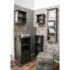 Etagère murale en MDF avec 3 compartiments anthracite