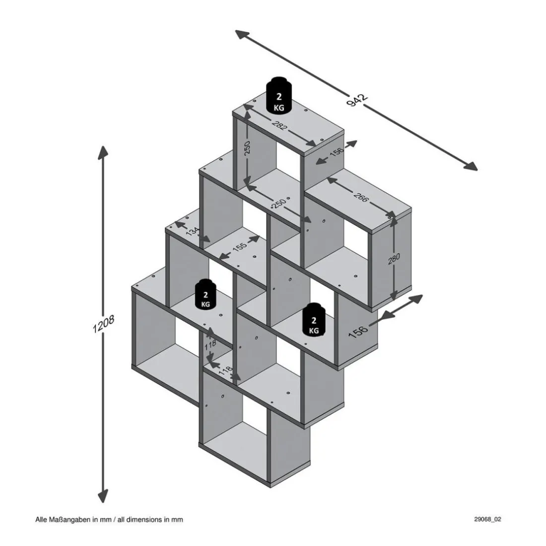 Etagère Murale Flottante 11 Compartiments Laurio