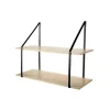 Etagère murale grande profondeur à 2 niveaux en bois support métal