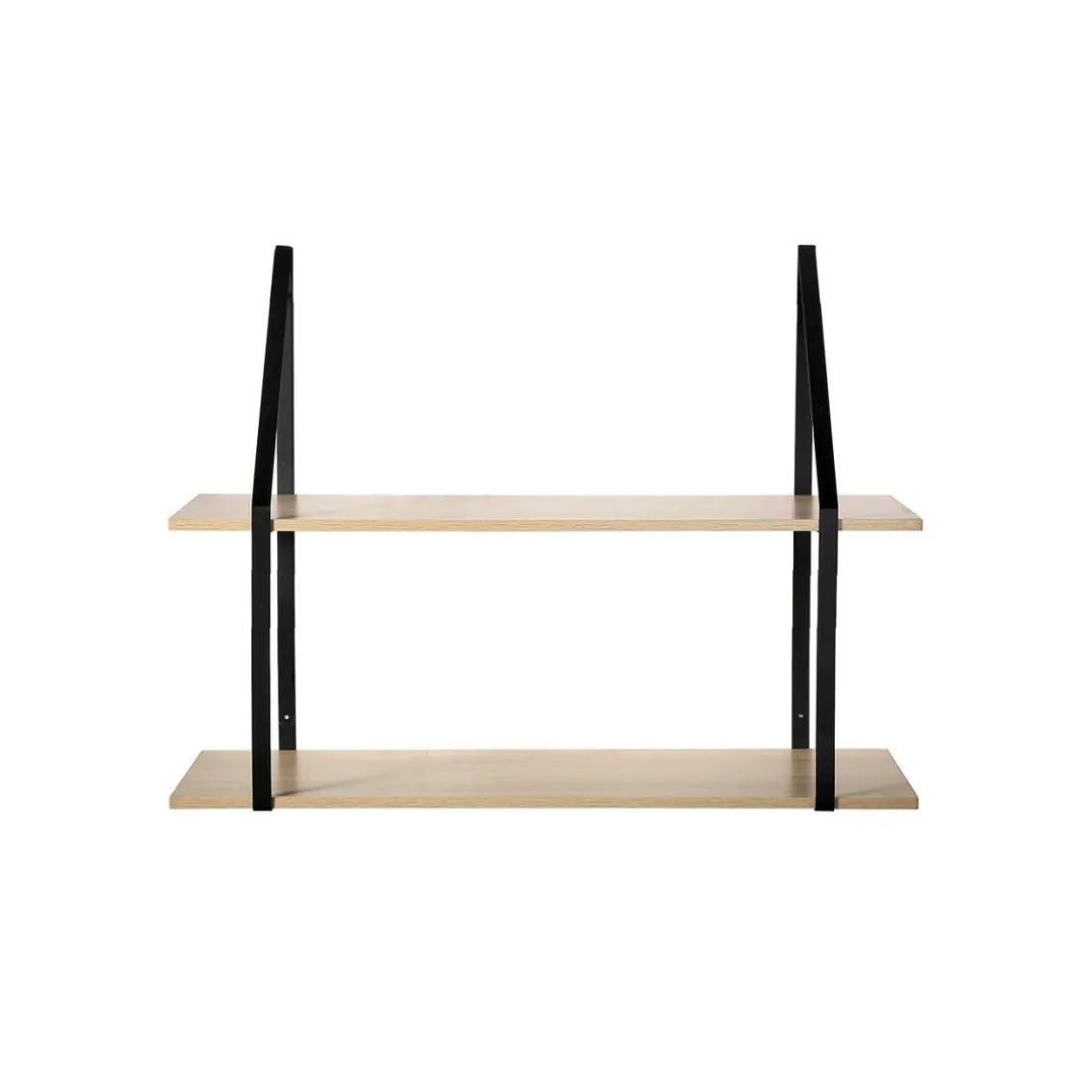 Etagère murale grande profondeur à 2 niveaux en bois support métal