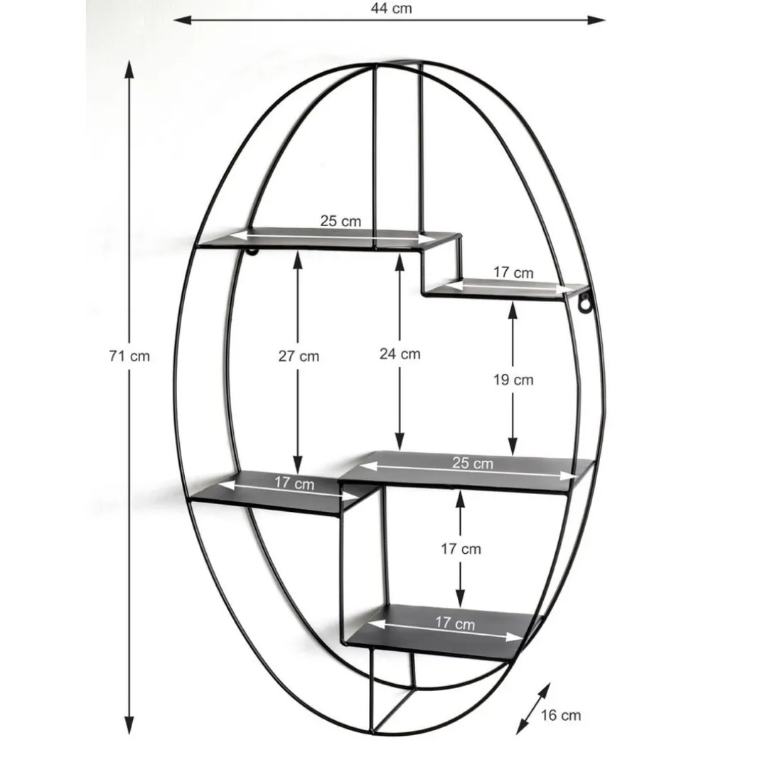 Etagère Murale Ovale Noir