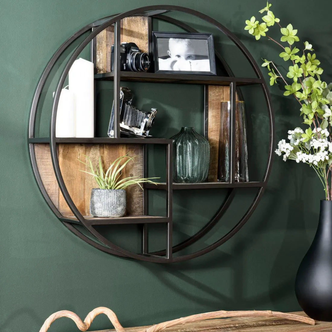 Etagère murale ronde SIXTINE 3 niveaux 3 niches