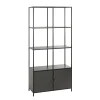 Etagère noire 8 cases et 2 portes en métal