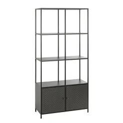 Etagère noire 8 cases et 2 portes en métal