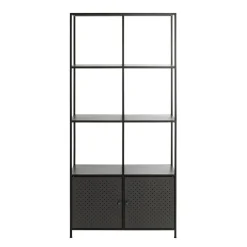 Etagère noire 8 cases et 2 portes en métal