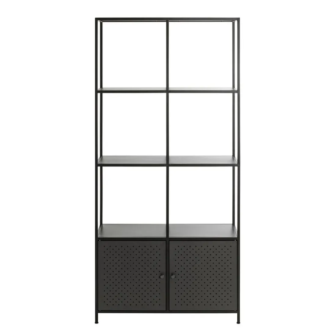 Etagère noire 8 cases et 2 portes en métal