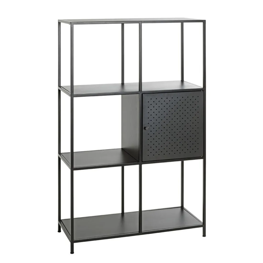 Etagère noire 6 cases et 1 porte en métal