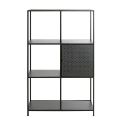 Etagère noire 6 cases et 1 porte en métal