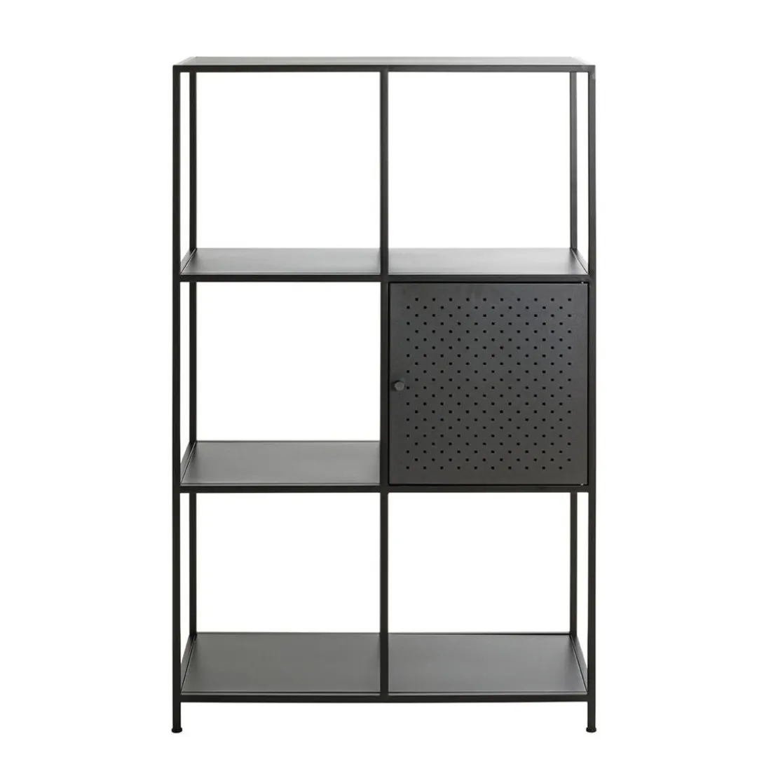 Etagère noire 6 cases et 1 porte en métal