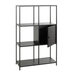 Etagère noire 6 cases et 1 porte en métal